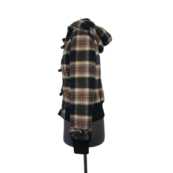 TNA Aritzia women's plaid wool hooded bomber jacket‎ XS - Picture 2 of 16